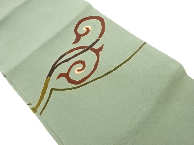 JAPANESE NAGOYA OBI / EMBROIDERY / CHIRIMEN / ARABESQUE